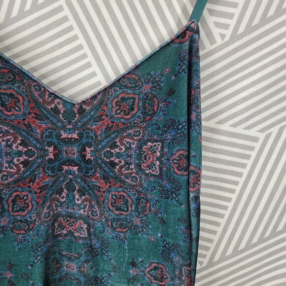 Cacique Babydoll Chemise Lingerie 26/28 Green Pink Floral Velvet Mini Dress Sexy - Picture 3 of 6